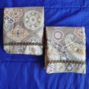 NWOT Biltmore Pillow Shams King 100% Cotton Paisley Damask Luxury & Brocade Trim